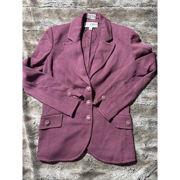 ST. JOHN COLLECTION $1195 Purple Santana Wool Knit Blazer Jacket Top Size 2 - Picture 1 of 12